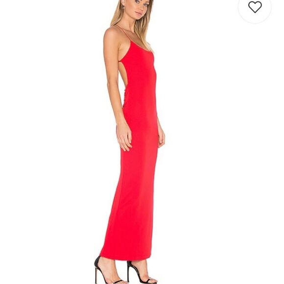 Revolve NBD Arabella solid lava red strappy slit leg back maxi dress - Picture 2 of 12